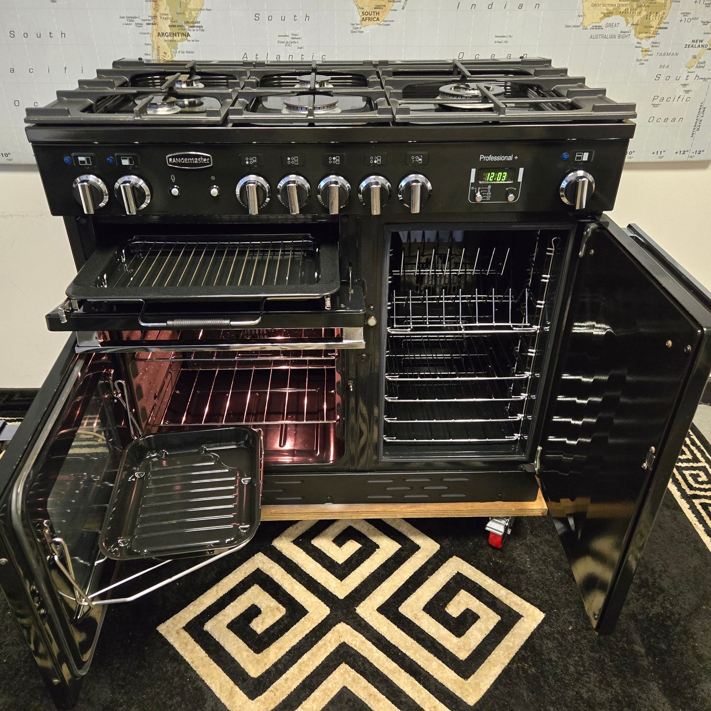Rangemaster Professional Plus Dual Fuel Range Cooker in Black 100cm