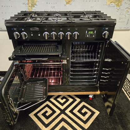 Rangemaster Professional Plus Dual Fuel Range Cooker in Black 100cm