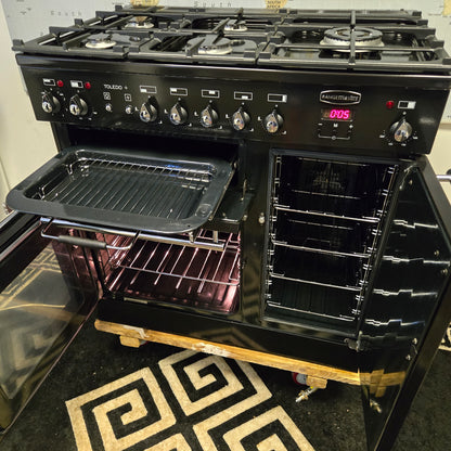 Rangemaster Toledo Plus Dual Fuel Range Cooker in Black and Chrome 90cm