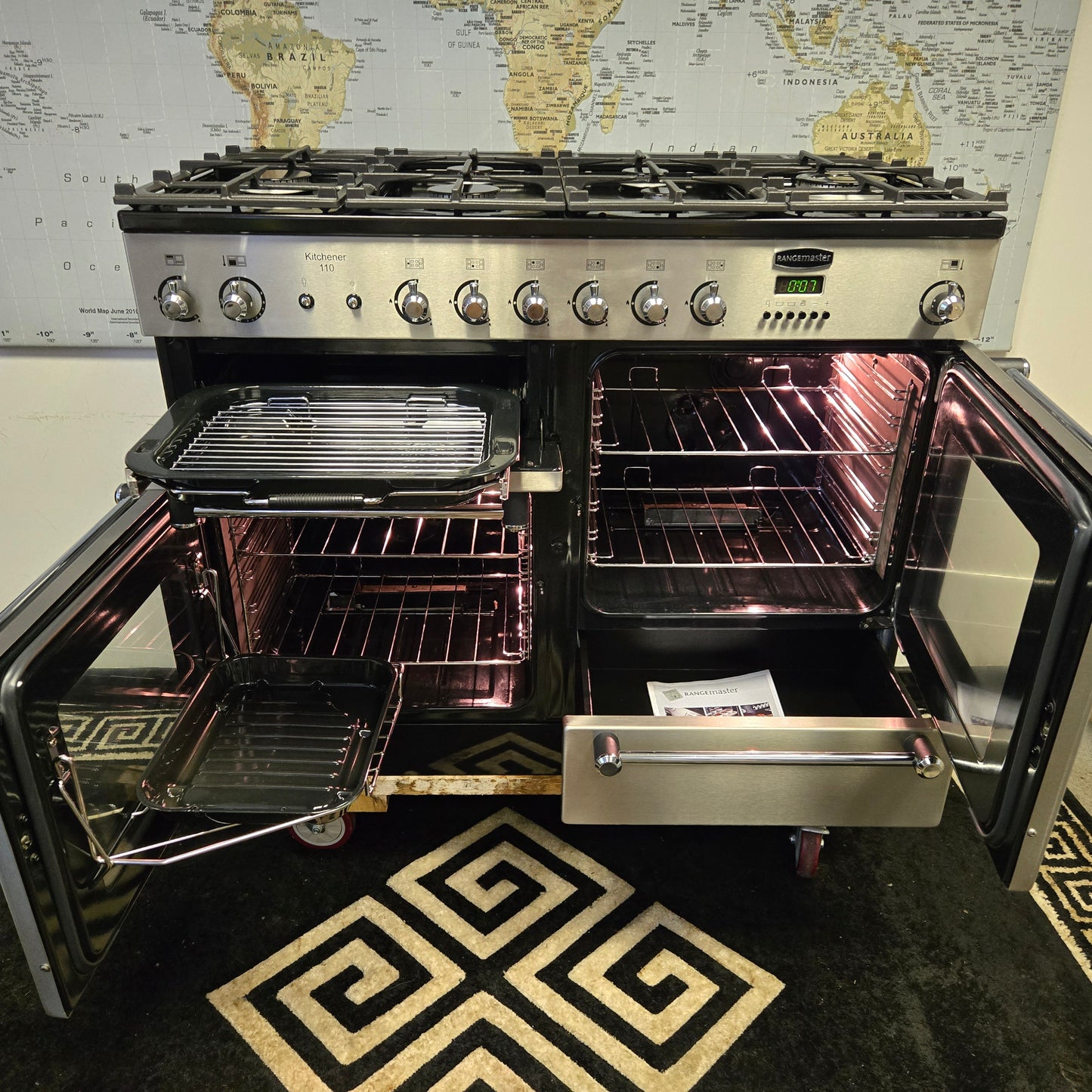 Rangemaster Kitchener Gas Range Cooker in Stainless Steel 110cm