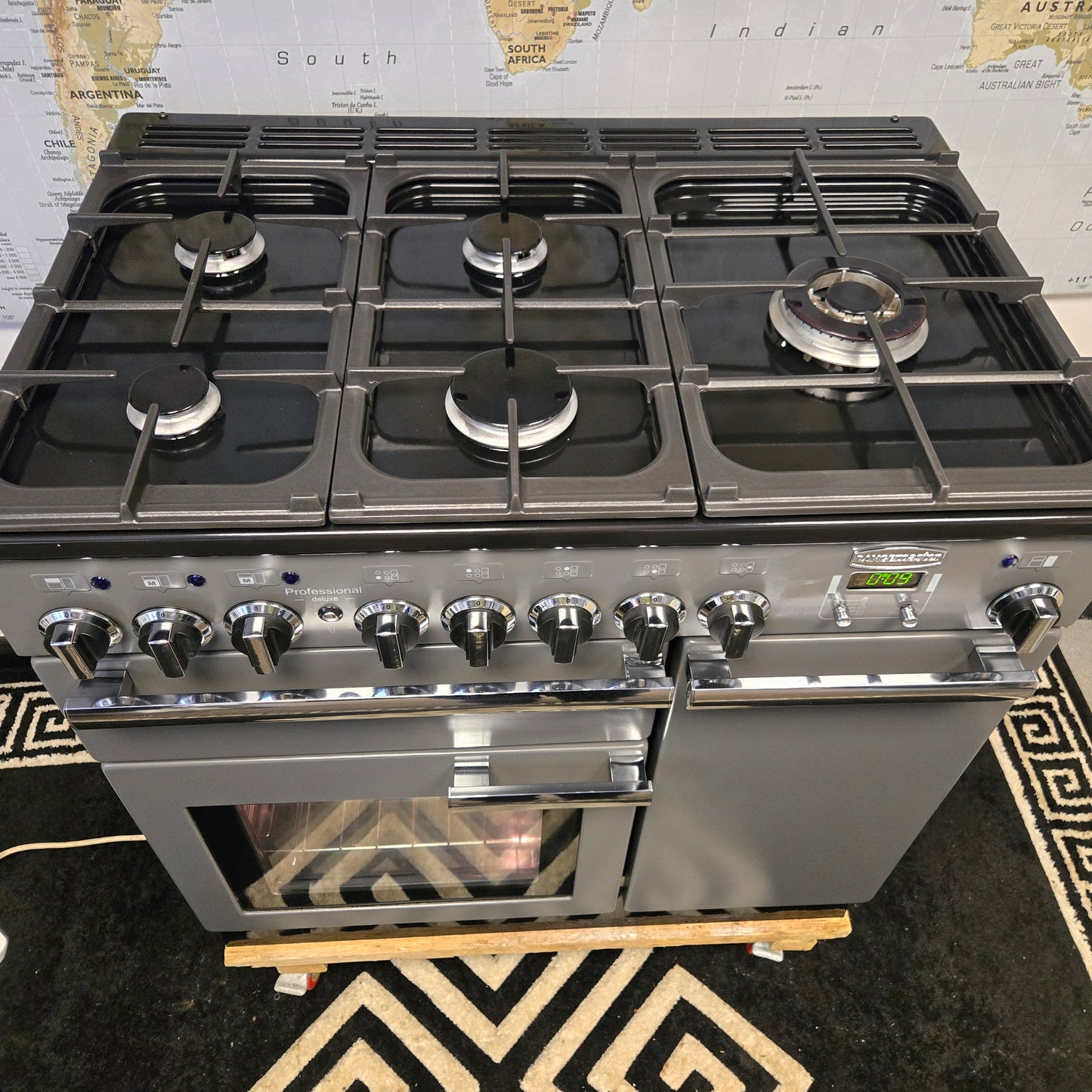 Rangemaster Professional Deluxe Dual Fuel Range Cooker in Slate Grey 90cm