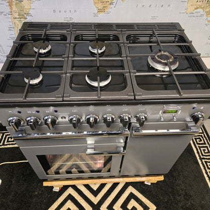 Rangemaster Professional Deluxe Dual Fuel Range Cooker in Slate Grey 90cm