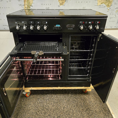 Rangemaster Toledo Electric Range Cooker in Black with a Silver Trim 90cm