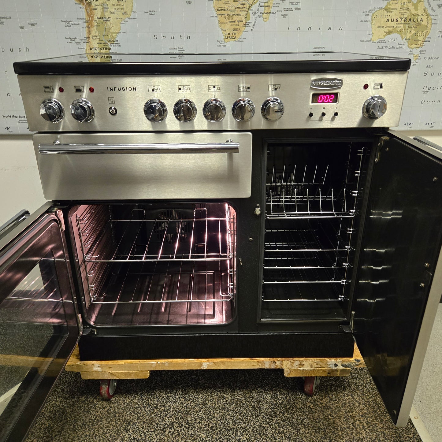 Rangemaster Infusion Induction Range Cooker in Stainless Steel with a Chrome Trim 90cm