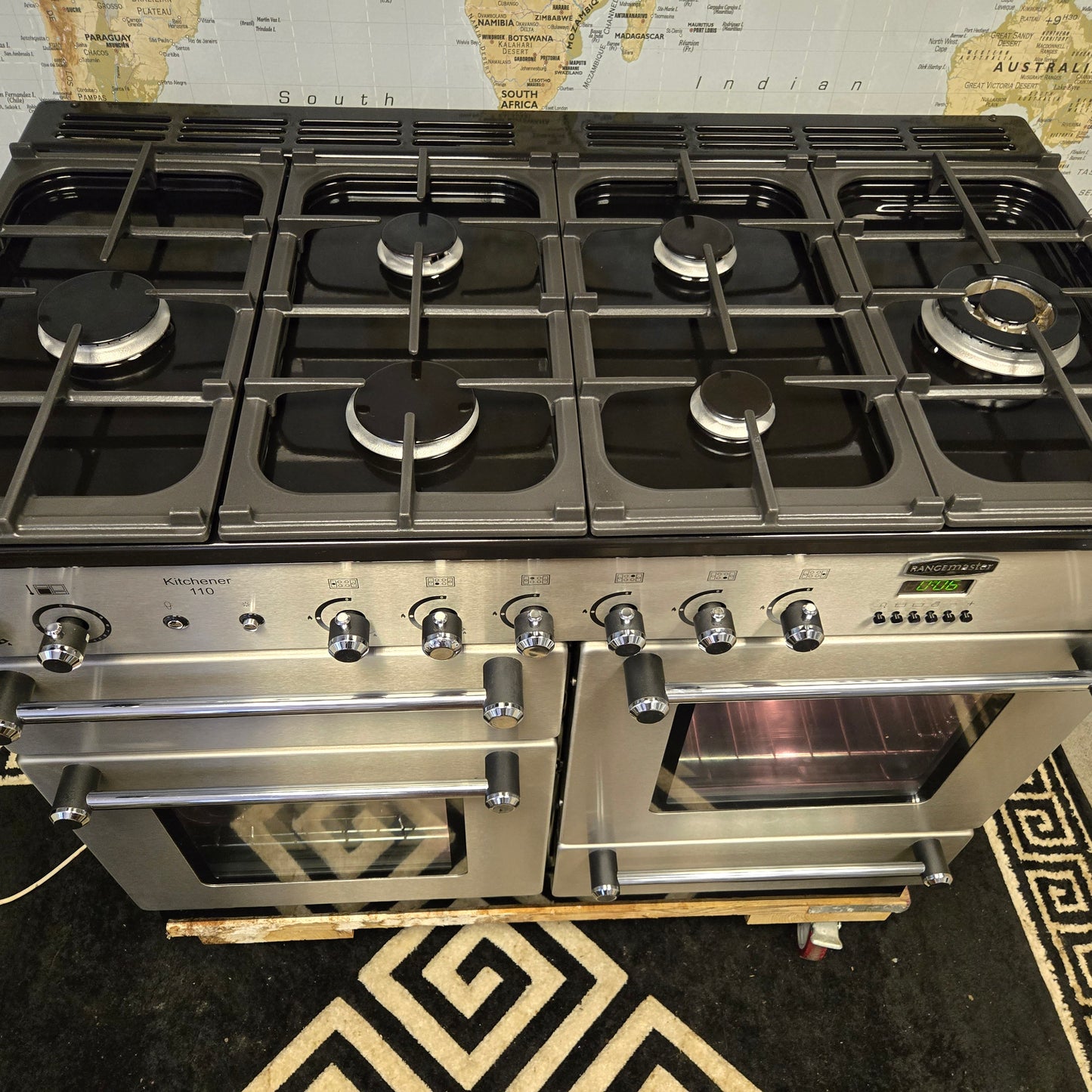 Rangemaster Kitchener Gas Range Cooker in Stainless Steel 110cm