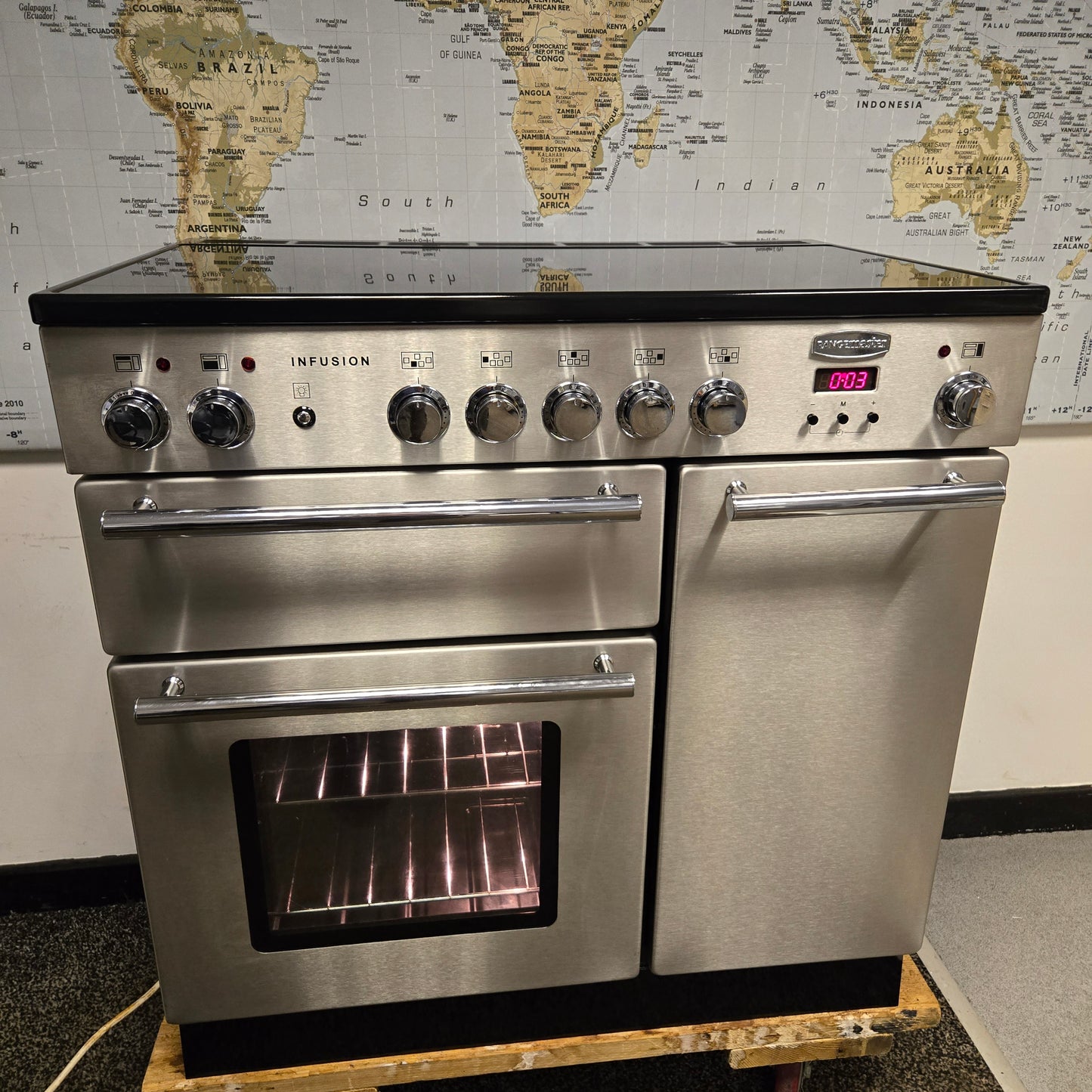 Rangemaster Infusion Induction Range Cooker in Stainless Steel with a Chrome Trim 90cm
