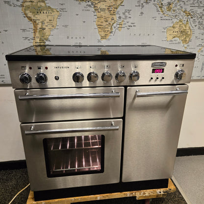Rangemaster Infusion Induction Range Cooker in Stainless Steel with a Chrome Trim 90cm