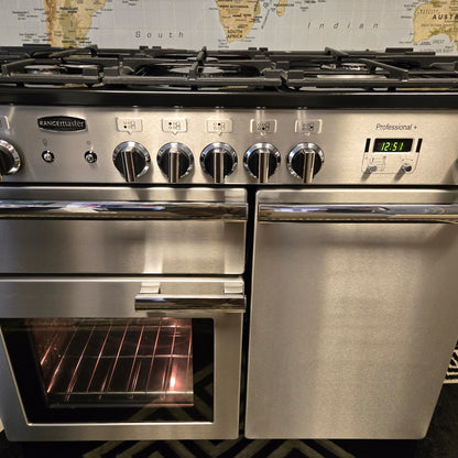 Rangemaster Professional Plus Dual Fuel Range Cooker in Stainless Steel 100cm