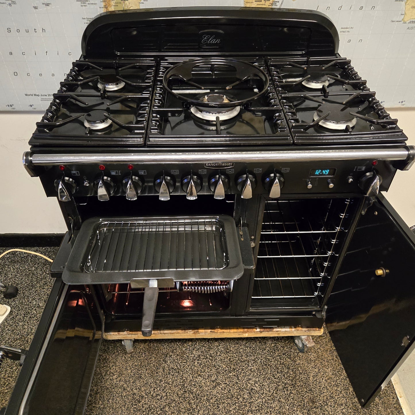 Rangemaster Elan Dual Fuel Range Cooker in Black 90cm