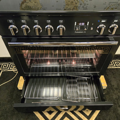 Rangemaster Professional FX Induction Range Cooker in Black and Chrome 90cm