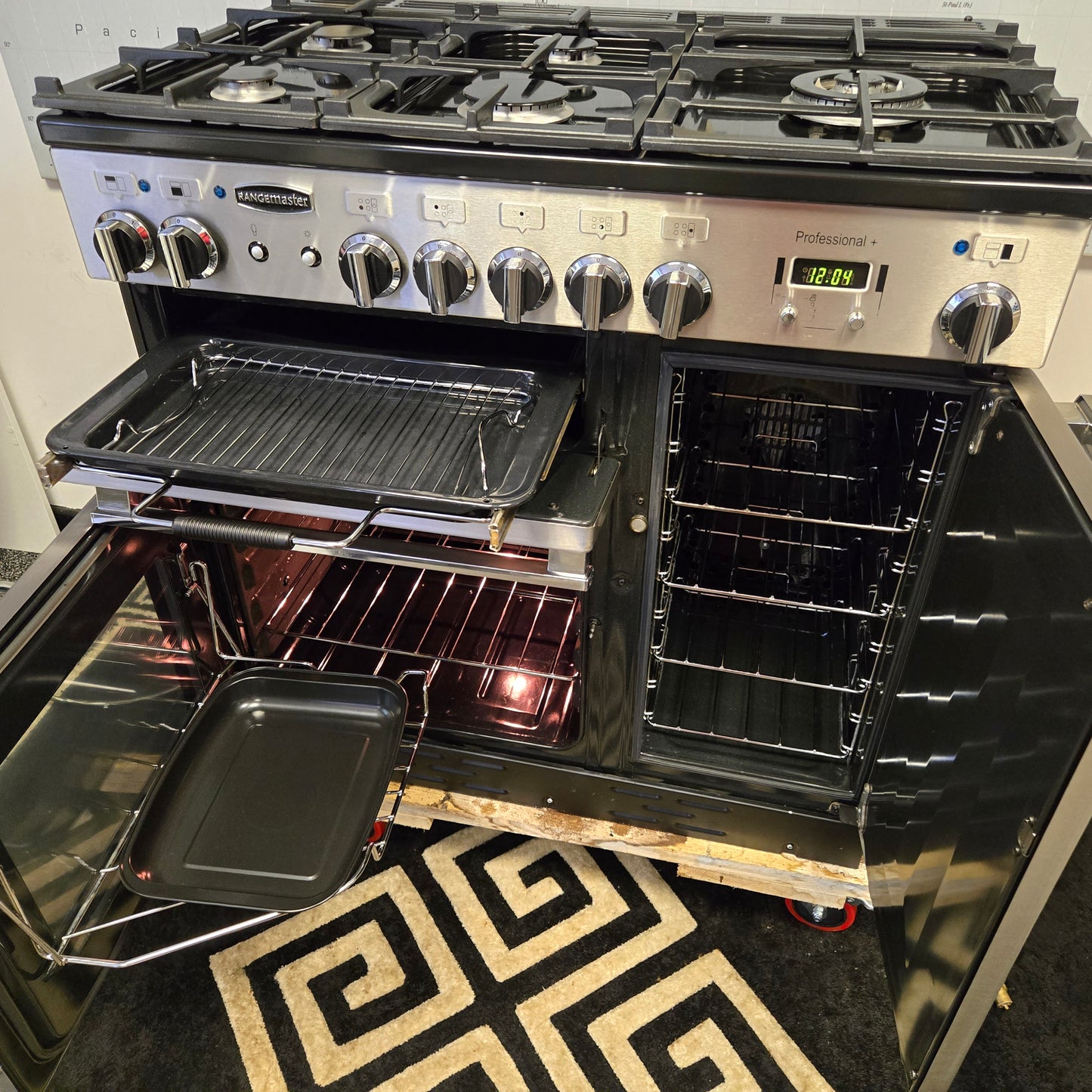 Rangemaster Professional Plus Dual Fuel Range Cooker in Stainless Steel 90cm