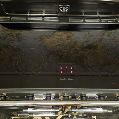 Rangemaster Classic Deluxe Induction Range Cooker in Black and Chrome 110cm