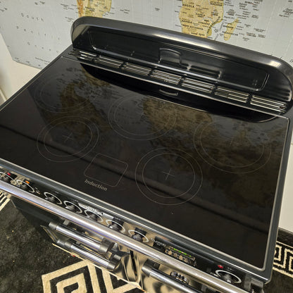 Rangemaster Classic Deluxe Induction Range Cooker in Black with a Chrome Trim 90cm