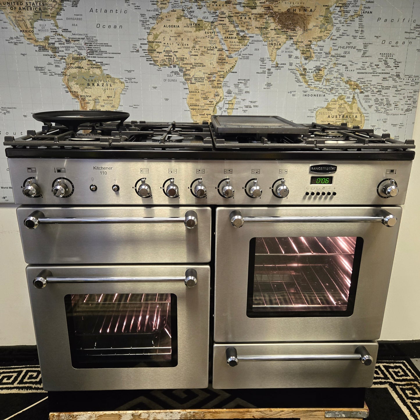 Rangemaster Kitchener Gas Range Cooker in Stainless Steel 110cm