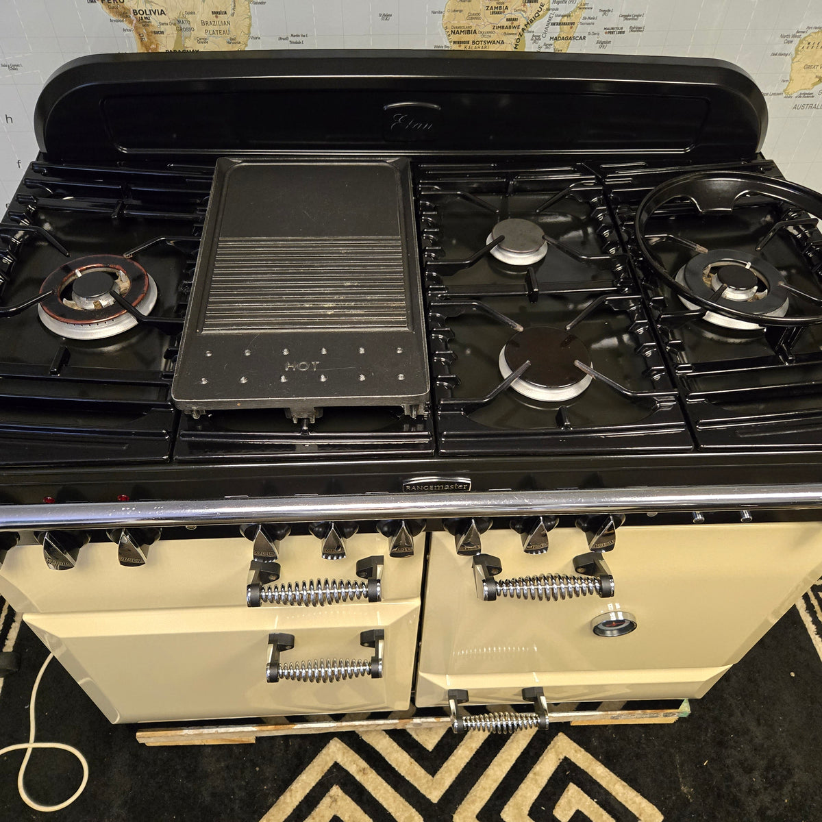 Rangemaster Elan Dual Fuel Range Cooker in Cream and Chrome 110cm