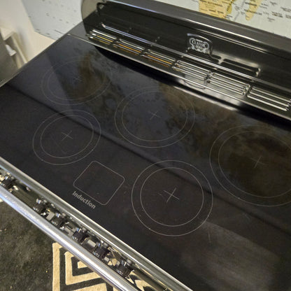 Rangemaster Classic Deluxe Induction Range Cooker in Black with a Chrome Trim 100cm