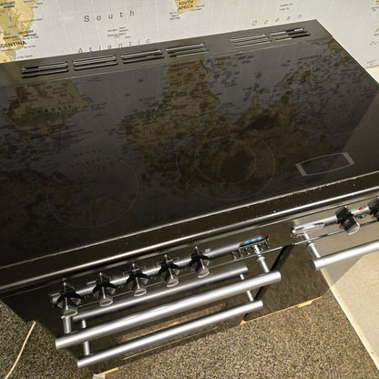 Rangemaster Toledo Electric Range Cooker in Black with a Silver Trim 90cm