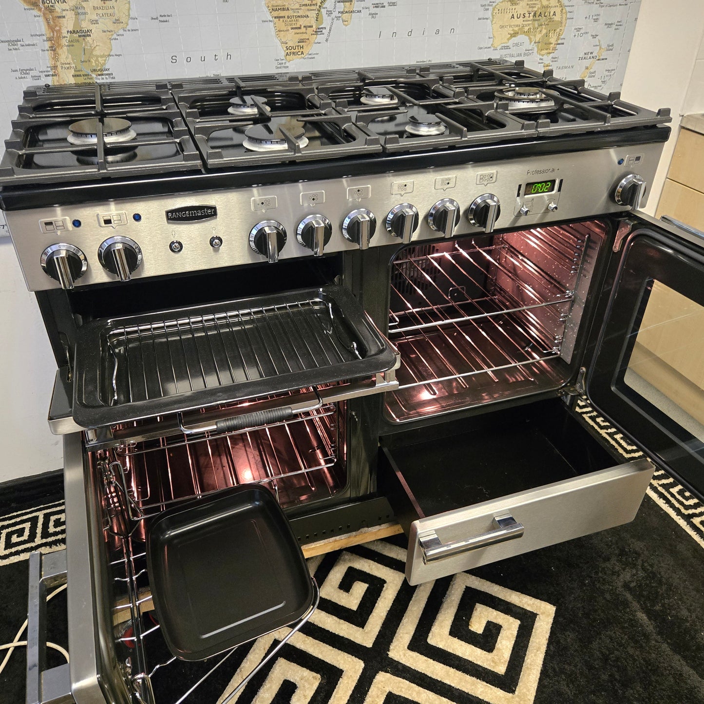 Rangemaster Professional Plus Dual Fuel Range Cooker in Stainless Steel 110cm
