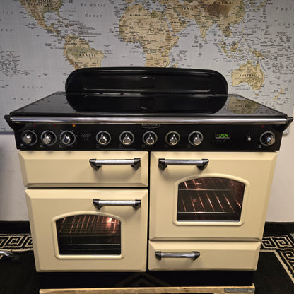 Rangemaster Classic Deluxe Induction Range Cooker in Cream and Chrome 110cm