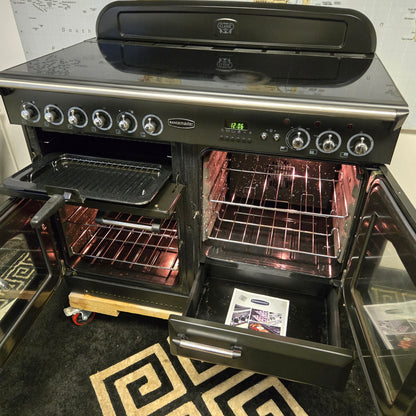 Rangemaster Classic Electric Range Cooker in Black with a Chrome Trim 110cm