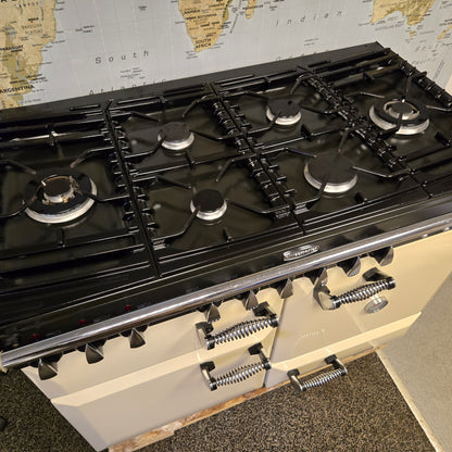 Rangemaster Elan Dual Fuel Range Cooker in Cream and Chrome 110cm