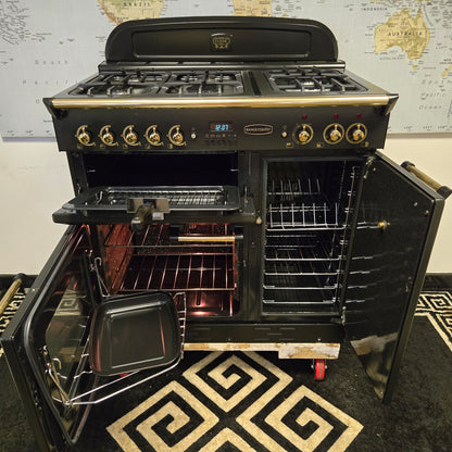 Rangemaster Classic Dual Fuel Range Cooker in Black and Gold 90cm