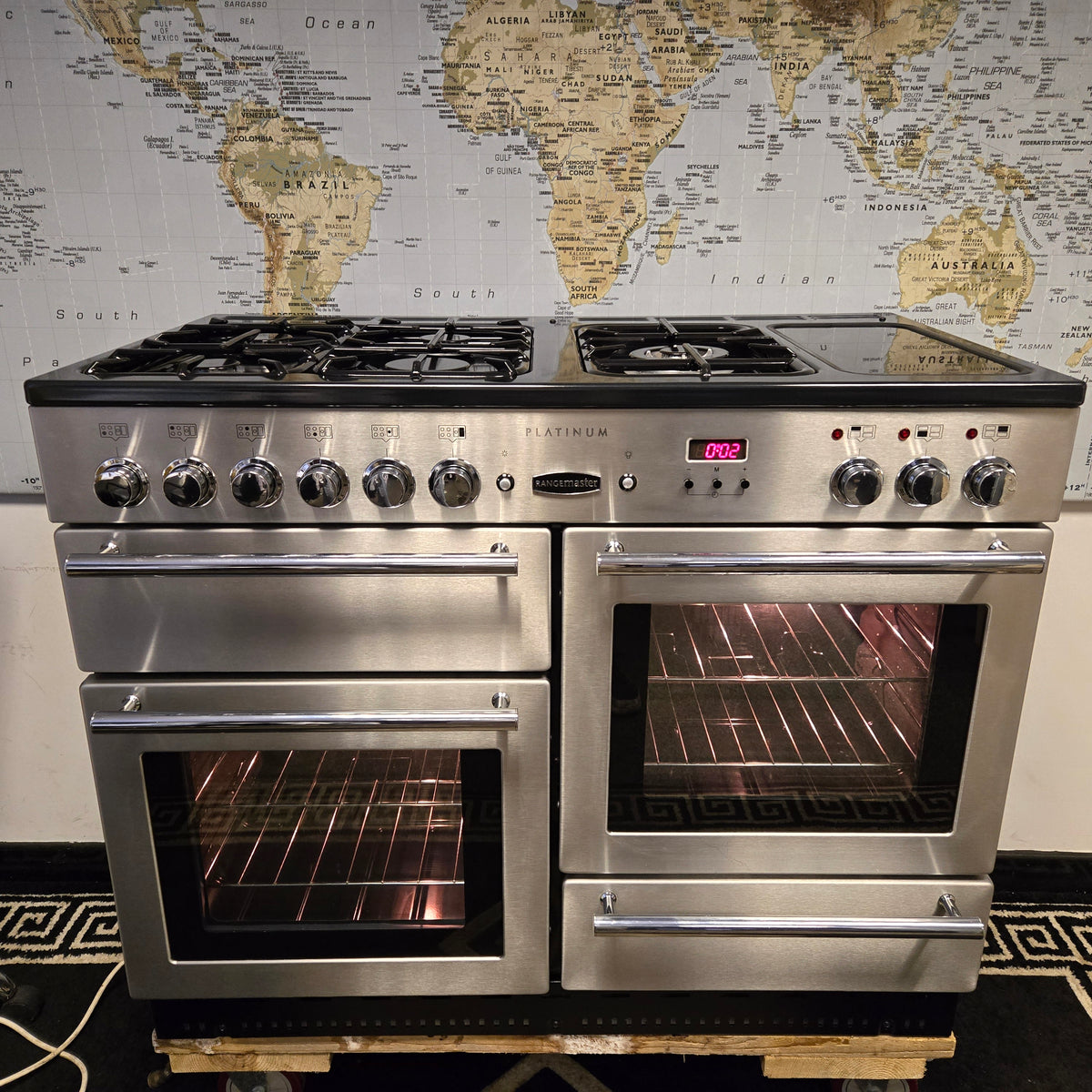 Rangemaster Platinum Dual Fuel Range Cooker in Stainless Steel 110cm