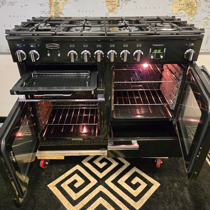 Rangemaster Professional Plus Dual Fuel Range Cooker in Black and Chrome 110cm