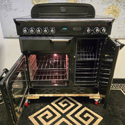 Rangemaster Classic 90 Electric Range Cooker in Black and Chrome 90cm