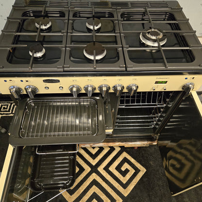 Rangemaster Professional Plus Dual Fuel Range Cooker in Cream and Chrome 100cm