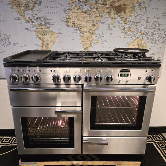 Rangemaster Professional Deluxe Dual Fuel Range Cooker in Stainless Steel 110cm