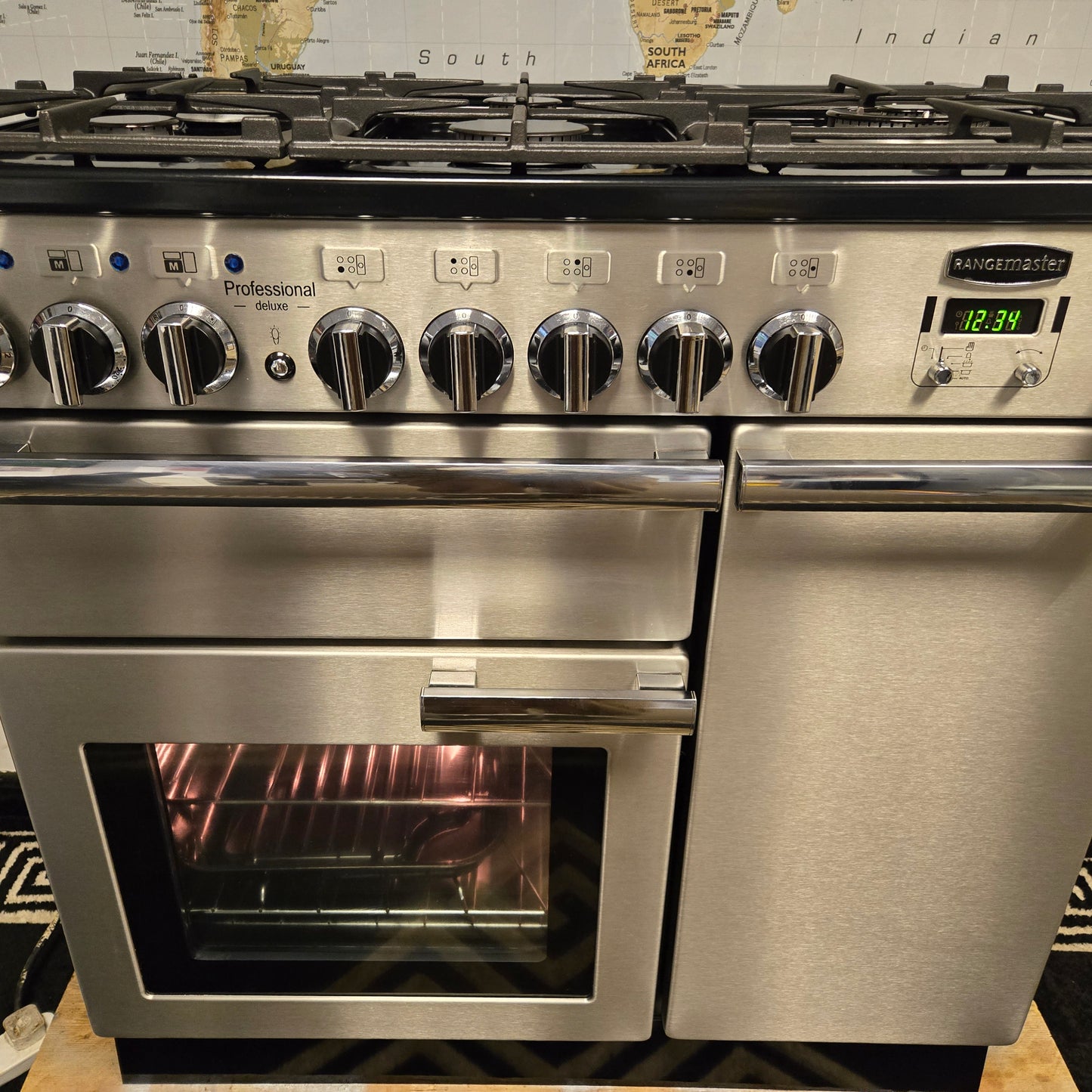 Rangemaster Professional Deluxe Dual Fuel Range Cooker in Stainless Steel 90cm
