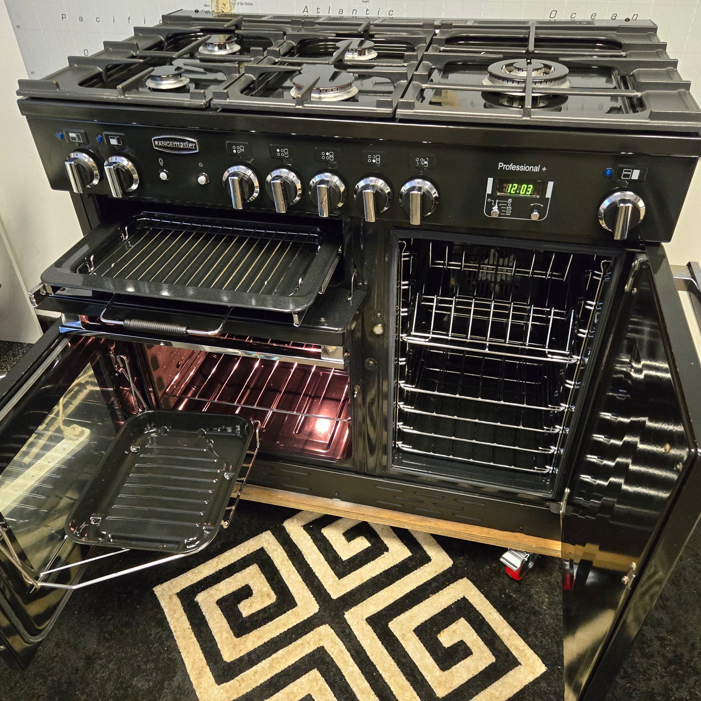 Rangemaster Professional Plus Dual Fuel Range Cooker in Black 100cm
