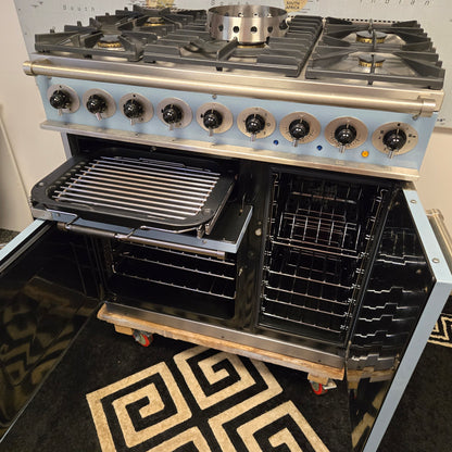 Falcon Deluxe 900 Dual Fuel Range Cooker in Skye Blue 90cm