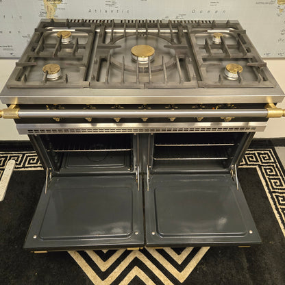 Lacanche Cluny Dual Fuel Range Cooker in Black and Brass 100cm