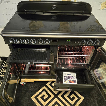 Rangemaster Classic Electric Range Cooker in Black with a Chrome Trim 110cm