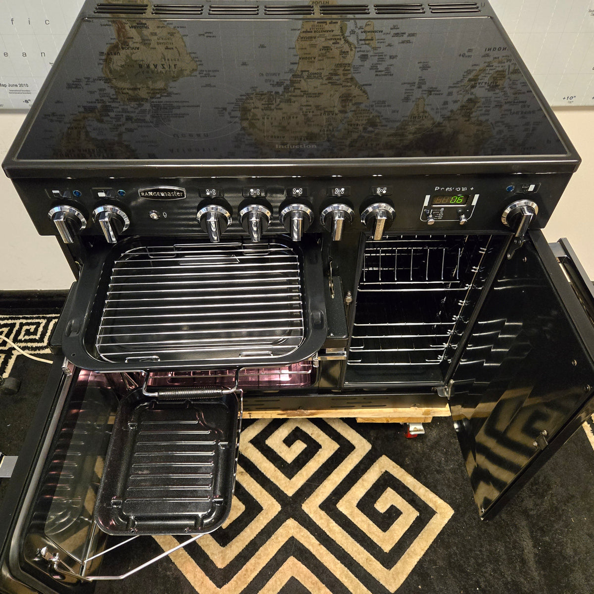 Rangemaster Professional Plus Induction Range Cooker in Black and Chrome 90cm