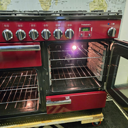 Rangemaster Professional Plus Dual Fuel Range Cooker in Cranberry Red 110cm