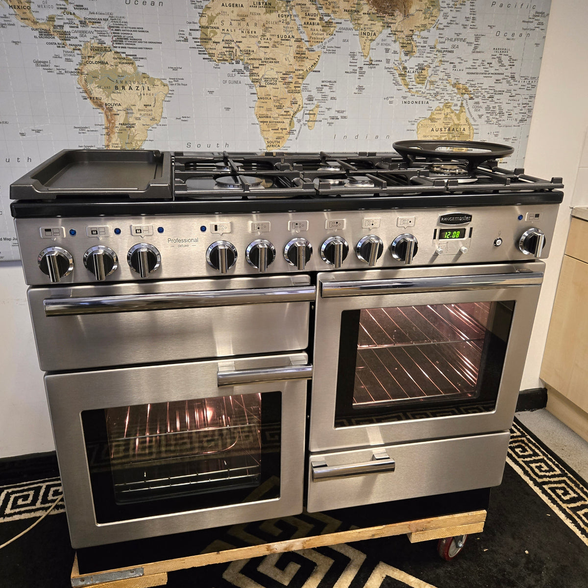 Rangemaster Professional Deluxe Dual Fuel Range Cooker in Stainless Steel 110cm