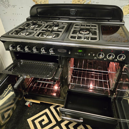 Rangemaster Classic 110 Dual Fuel Range Cooker in Black and Chrome 110cm