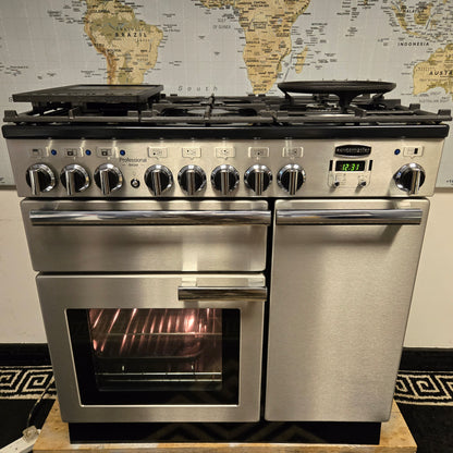 Rangemaster Professional Deluxe Dual Fuel Range Cooker in Stainless Steel 90cm