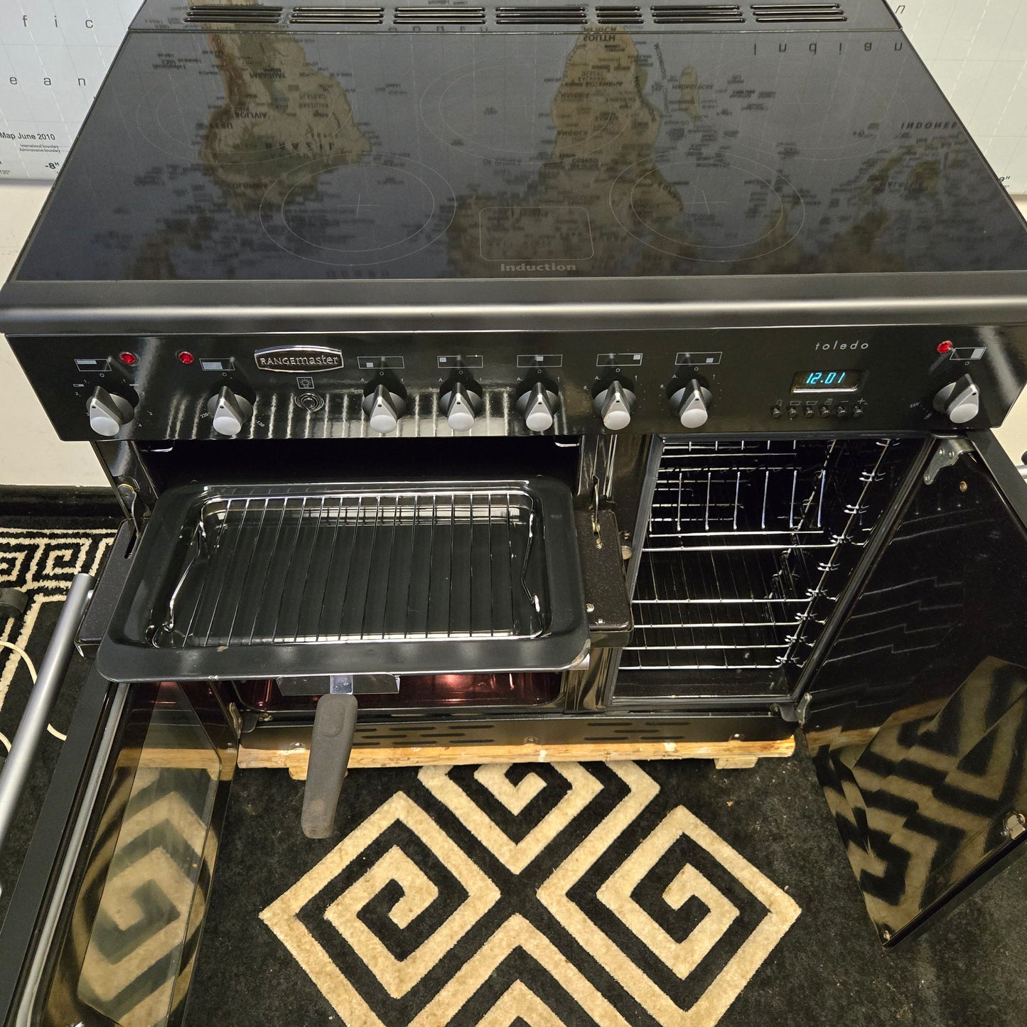 Rangemaster Toledo Induction Range Cooker in Black and Silver 90cm