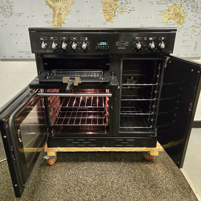 Rangemaster Toledo Electric Range Cooker in Black with a Silver Trim 90cm