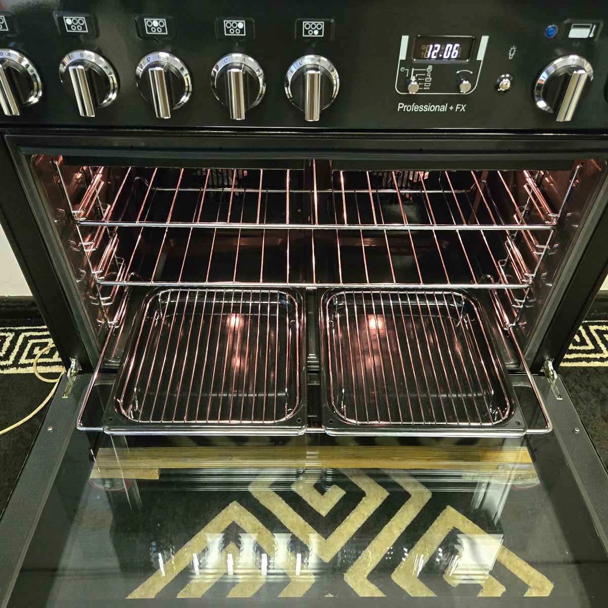 Rangemaster Professional FX Induction Range Cooker in Black and Chrome 90cm
