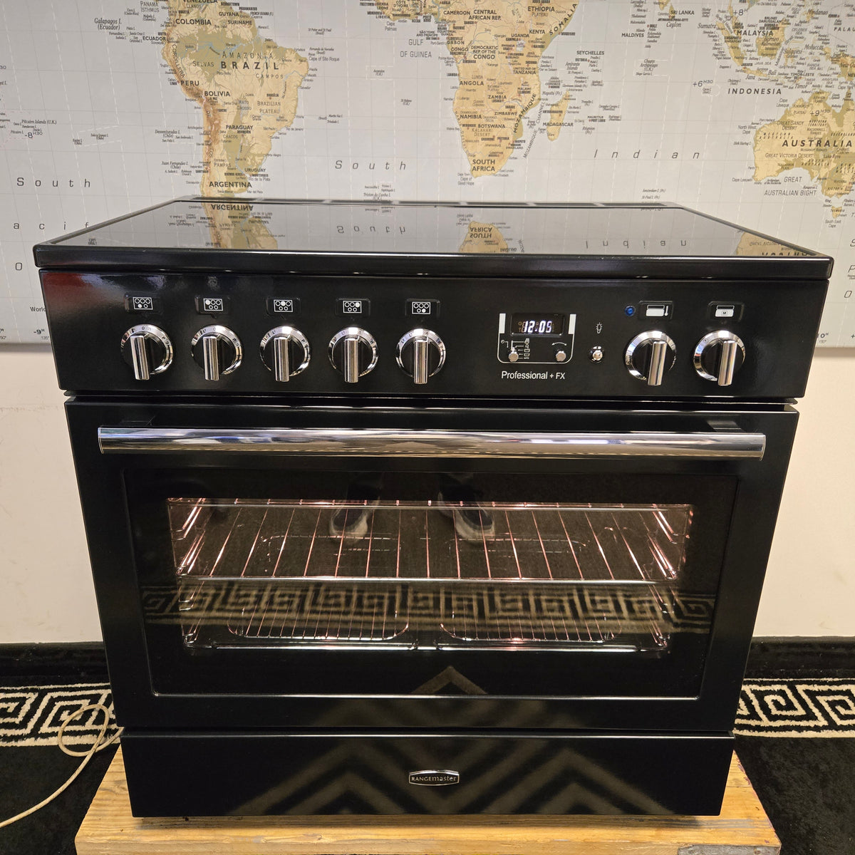 Rangemaster Professional FX Induction Range Cooker in Black and Chrome 90cm