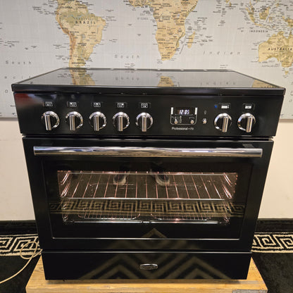 Rangemaster Professional FX Induction Range Cooker in Black and Chrome 90cm