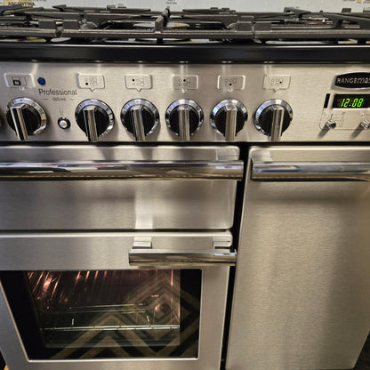 Rangemaster Professional Deluxe Dual Fuel Range Cooker in Stainless Steel 90cm