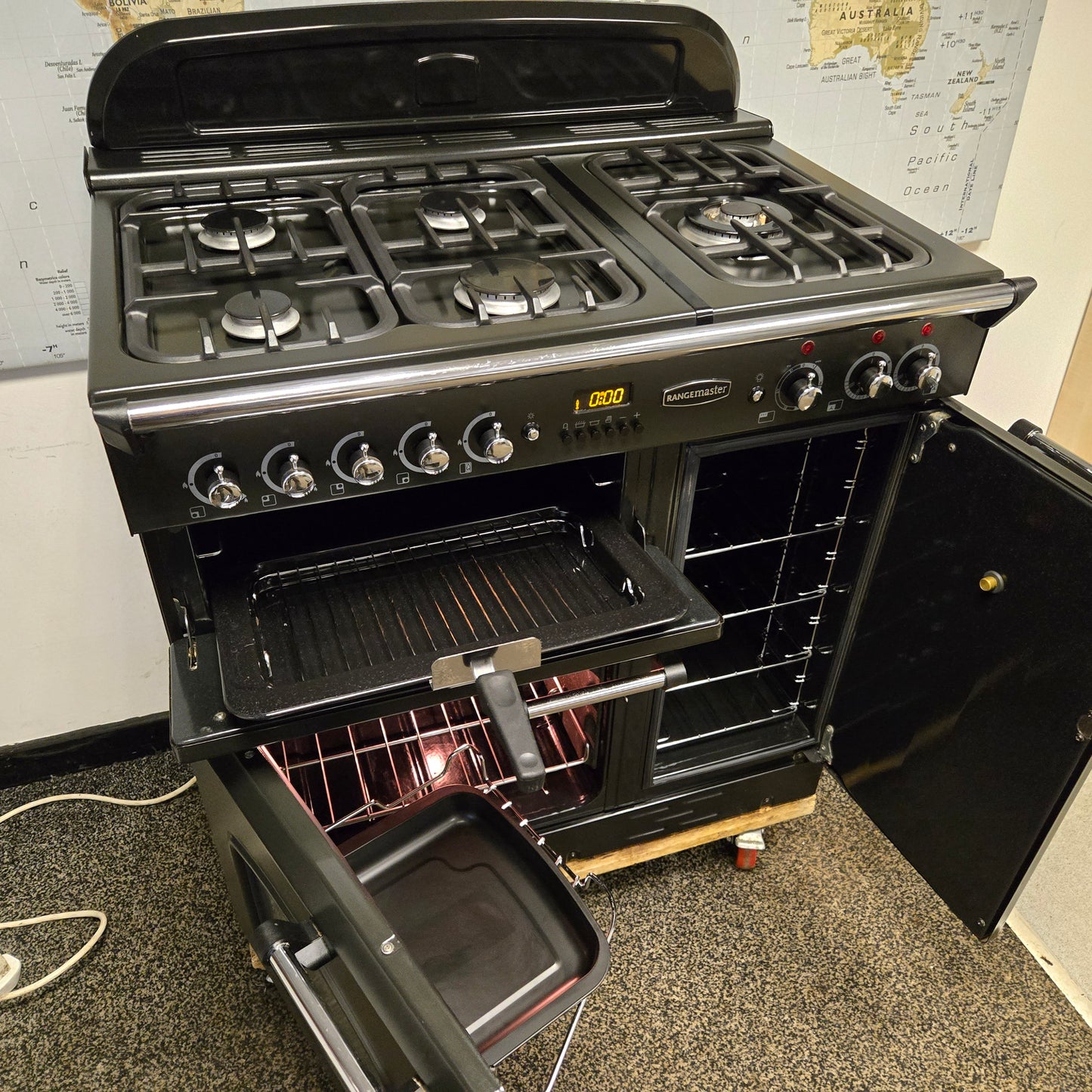 Rangemaster Classic 90 Dual Fuel Range Cooker in Black 90cm