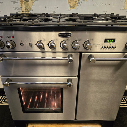 Rangemaster Kitchener Dual Fuel Range Cooker Stainless Steel 90cm
