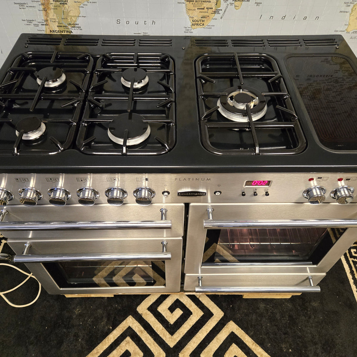 Rangemaster Platinum Dual Fuel Range Cooker in Stainless Steel 110cm